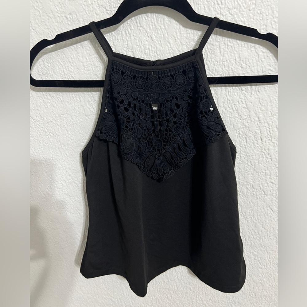 Black Lace Halter Top